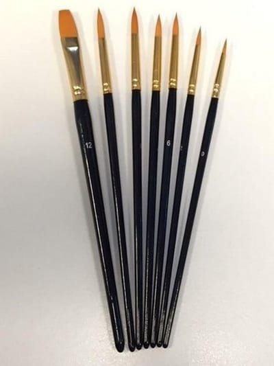 Penselenset nylon (6x rond 1x plat) 7 Stuks