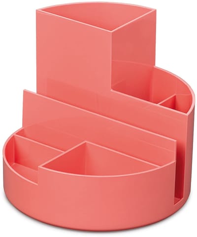 Dailygoods- Pennenkoker originele ronde doos - 7 vakken - bureauorganizer - opbergdoos - cosmetica - 14 x 12,5 cm - stabiel ontwerp