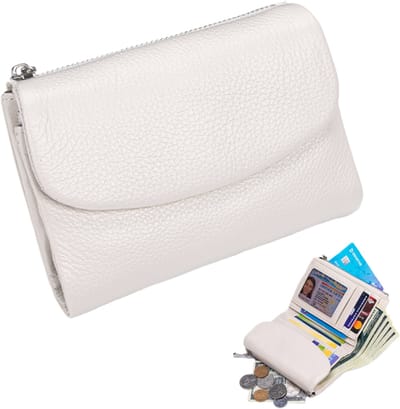 Korte damesportemonnee - RFID-antidiefstal - Ultradun en draagbaar - 13,5*10*3 cm - Wit - 1 stuk