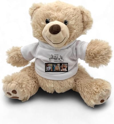 Gepersonaliseerde Knuffelbeer - Pluche Beer Knuffel - Verjaardagscadeau - Met Gepersonaliseerde Foto's - 30 x 28 x 25 cm - Bruin