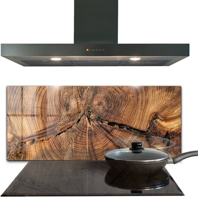 Tulup Achterwand Keuken - Textuur van de romp Keuken Achterwand Glas Met Print - 125 x 50 cm - Bruin Foto Achterwand Keuken - Texturen en Patronen Glazen Keuken Achterwand - Kookplaat achterwand - Kookplaatachterwanden