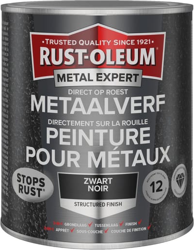 Rust-Oleum Metal Expert Direct Op Roest Structuurverf Zwart 750ml