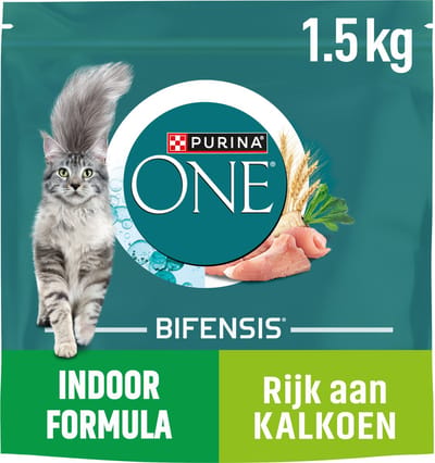 PURINA ONE Indoor - Kattenbrokjes - Kalkoen - 4 x 1.5 kg