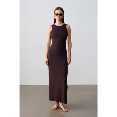 Geribbeld Mouwloos Bodycon Maxi Jurk