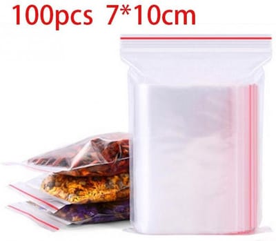 Hersluitbare Vacuüm zakjes 100stuk-Gripzakjes -Zip Lock Tassen -Verpakkingszakjes-100 stuks transparant - Druksluiting- 7x10cm