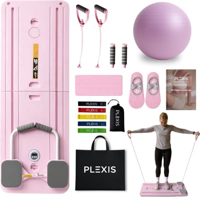 Plexis Pilates Board - Reformer – Pilates Sokken - Inklapbare Pilates Set met Weerstandsbanden - Pilates Bal - Met Luxe Draagtas - 30 Dagen Afvalchallenge E-book