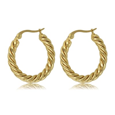 My Bendel - Oorring Goudkleurig 35mm x 3mm - Stralende Goudkleurige Twists: Elegante Oorringen 35mm - met Luxe Cadeauverpakking | Sieraden Voor Dames