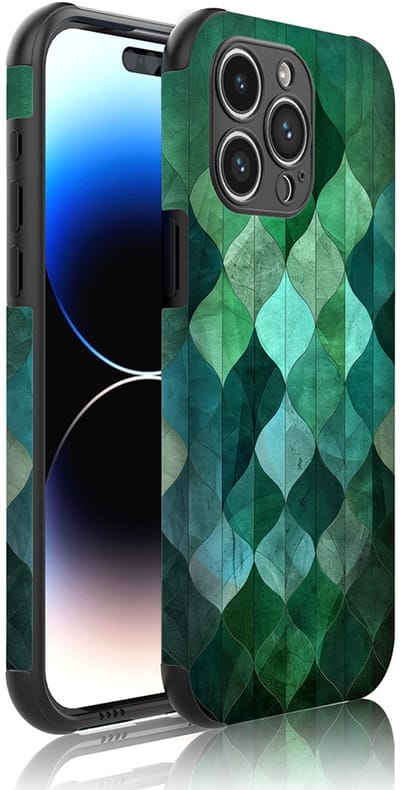 Smartphonica Telefoonhoesje Geschikt voor iPhone 14 Pro Max met Stootrand en Groene Bladeren opdruk - Backcover PhoneCase Green Leafs print geschikt voor iPhone 14 Pro Max
