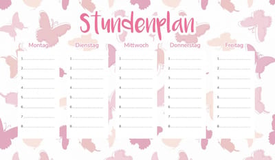 Wallvy Serie - Magnetische Lesroosterplanner - 30x17,5 cm - Delicate Roze Vlinders - Personaliseerbaar
