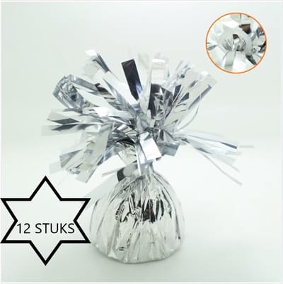 Ballon gewichtje 170 gr Zilver Kleur 12 stuks, Verjaardag, Themafeest, Huwelijk, Jubileum