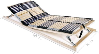 Lattenbodem 80x200 cm met 42 Latten, 7 Comfortzones en Verstelbaar Hoofd- en Voeteneind
