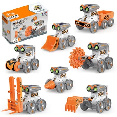 Doe-het-zelf Geassembleerde Speelgoed 21-in-1 Wetenschappelijk Experiment Zon Aangedreven Dubbele Aandrijving Robot Programmering Elektrisch Educatief Speelgoed voor Kind Kerstcadeau gray