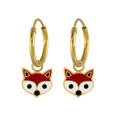 Zilveren kinderoorringen - vosjes - gold plated - hypoallergeen