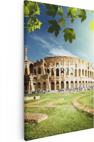 Artaza Canvas Schilderij Rome - 20x30 cm - Klein - Wanddecoratie Colosseum - Muurdecoratie Natuur - Kamer Accessoires