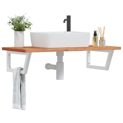 vidaXL - Badkamer - wandschap - staal - en - massief - beukenhout