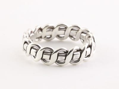 Zilveren kabelpatroon ring - maat 22