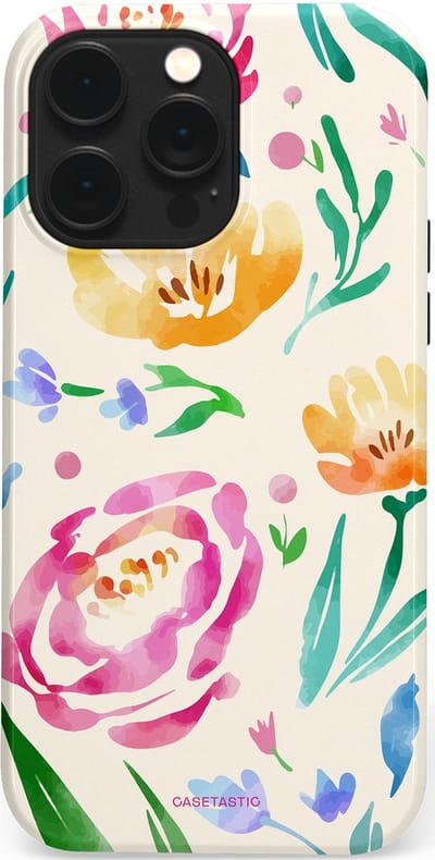 Casetastic hoesje geschikt voor Apple iPhone 14 Pro Max - MagSafe - Dubbellaagse bescherming - Aquarel serenade - Fashion Case - Wit Mintgroen Crème Lichtroze