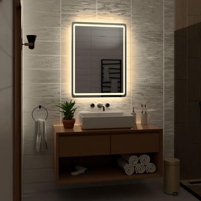 Hangende Wandspiegel met Warm Witte LED Verlichting
