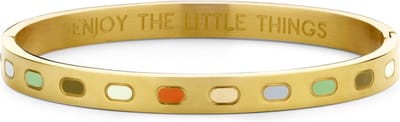 CO88 Collection Majestic 8CB-90356 Stalen Bangle met Stippen - One-size (58 x 49 x 6 mm) - Goudkleurig / Multi Kleuren