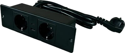 VanXcel Inbouw Stopcontact 12V – 2x 230V + USB-A & USB-C – Camper, Boot, Bestelwagen – Stevige Inbouw Stekkerdoos – Compact, Veilig & Stijlvol – Voor Off-Grid & Mobiele Installaties – Zwart - Stekkerdoos - Stekkerblok - Stekkerblok met USB