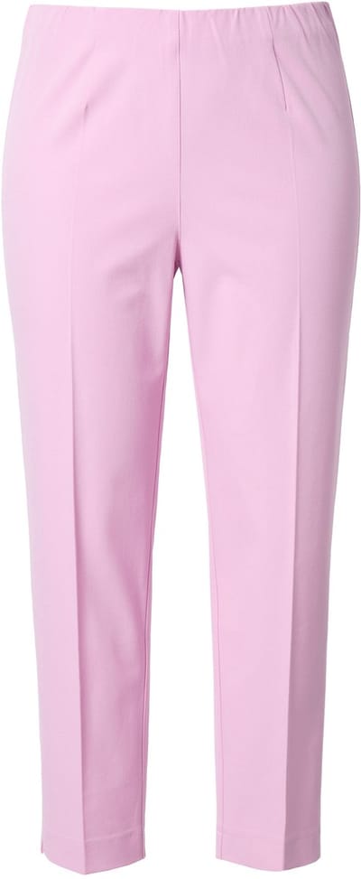 Ulla Popken - Dames - 7/8-broek biezen smalle broekspijpen elastische tailleband - Oudroze - Maat 56