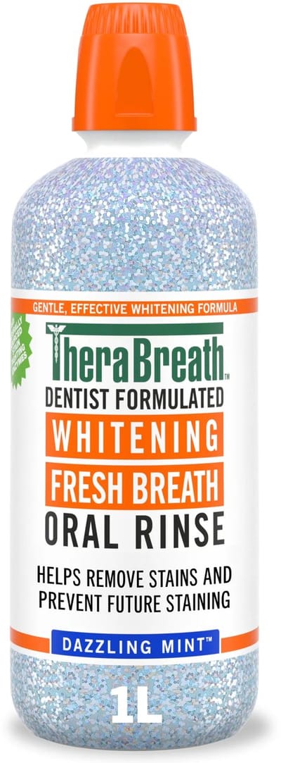 TheraBreath Whitening Mouthwash – Dazzling Mint – Mondwater voor Wittere Tanden – 1 Liter