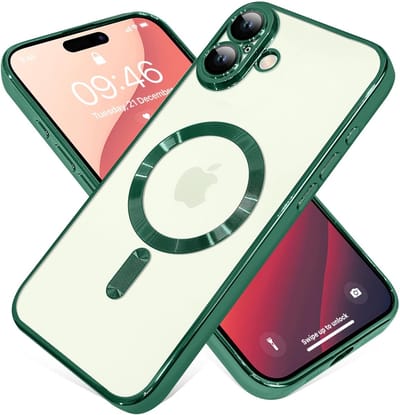Telefoonhoesje Geschikt voor iPhone 16 Plus – Siliconen Hoes met Chroom – Compatibel met MagSafe – Geïntegreerde Camerabescherming – Groen – FuturiQ