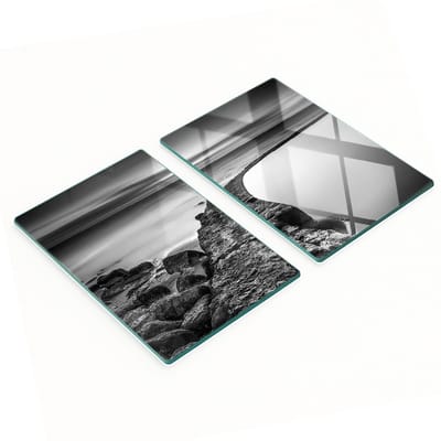Decoratieve snijplanken van gehard glas, Pebble Beach-design, 2x40x52 cm