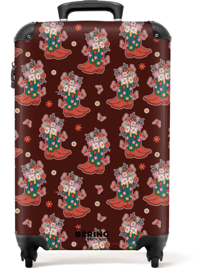 NoBoringSuitcases.com - Koffer - Retro disco laarzen boekt patroon kleurrijk - Past binnen 55x40x20 cm en 55x35x25 cm - Trolley handbagage - Valiezen met wieltjes volwassenen - Reiskoffer op wielen - Rolkoffer lichtgewicht