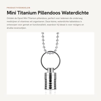 Dailygoods- Pillendoos Lichtgewicht Titanium - Waterdichte Tabletdoos - Mini Pillendoos - Sleutelhanger - Reizen - Veilig voor het lichaam - Medicijnendoos