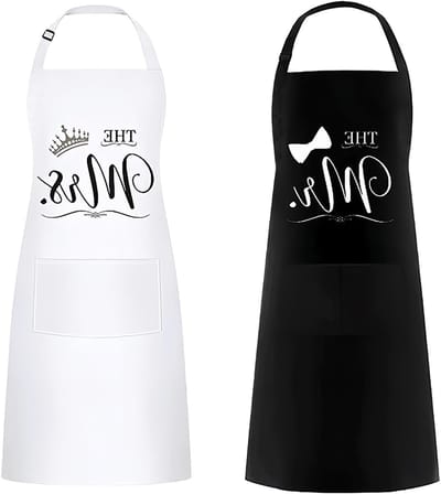 Set van 2 Koppels Schorten voor de Keuken - Verstelbare Kookschorten als Valentijnsdag, Bruiloft of Verjaardag Cadeau voor Stellen en Pasgetrouwden