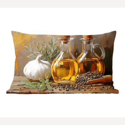 Sierkussens - Kussentjes Woonkamer - 50x30 cm - Stilleven - Olijfolie - Knoflook - Kruiden