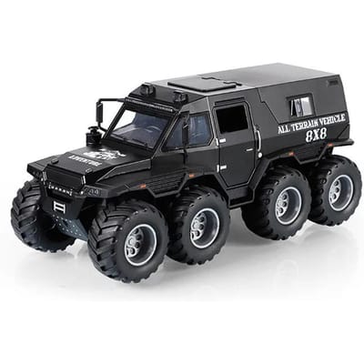1:24 Legering Russische Avtoros Shaman 8X8 Atv Speelgoedauto Model Rubberen Banden Met Muziek Licht Off-Road Pull Back Voertuig Kinderen Kerstcadeaus