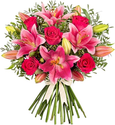 Roze Bloemstuk - Verse Bloemen - Elke Gelegenheid - Handgemaakt Boeket - 60 x 30 x 30 cm - Multicolor