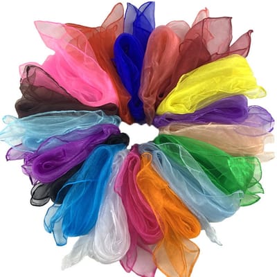 TOVBMUP Jongleersjaals - Zijden sjaals - Chiffon sjaals - 60x60cm Vierkant - Kleurrijke Chiffon Danssjaals - Geschikt voor kleutervoorstellingen en shows voor volwassenen - Geschikt voor dans, jongleren en sensorische activiteiten - 18 sjaals