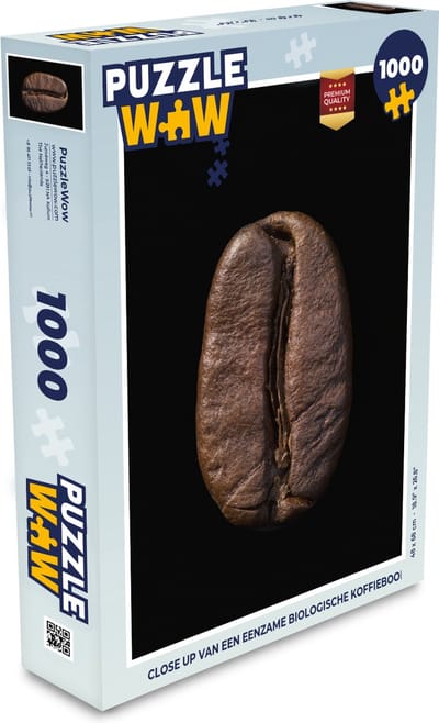 Puzzel Close up van een eenzame biologische koffieboon - Legpuzzel - Puzzel 1000 stukjes volwassenen
