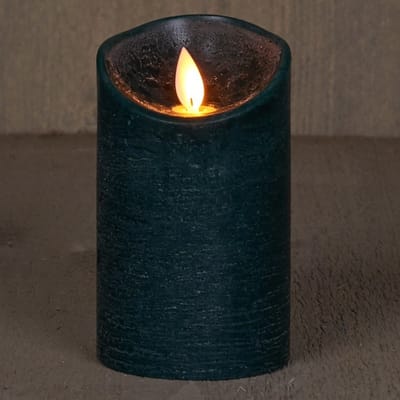 Anna's Collection Led kaars/stompkaars - 2x - antiek groen - H12,5 x D7,5 cm - wax - bewegende vlam