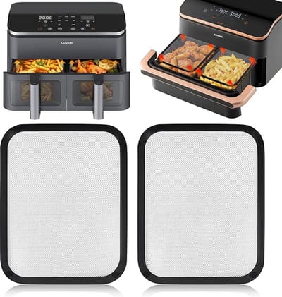 Spatdeksel Voor Airfryer - Airfryeraccessoire - Roestvrij Staal - Compatibel Met De Cosori 10L Dual Flame/Dual Fryer Airfryer - 2 Stuks
