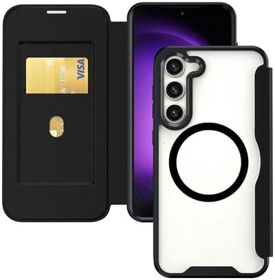 Portemonnee Hoesje Geschikt voor Samsung Galaxy S23 | Compatibel met MagSafe | Wallet Book Case met Magneet | Beschermhoes met Pasjeshouder | Zwart