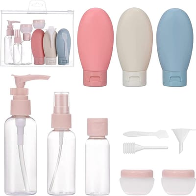 Reisflesjes met Etui - Reisflesjes handbagage - Reisset - 90ml - 11-delig - Cosmeticapotjes - Hervulbaar