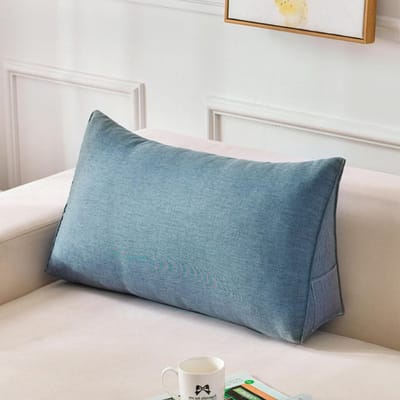 Leeskussen met rugsteun - Lendensteun kussen - Comfortabel zitten - Verwijderbare hoes - 100x20x35cm - Blauw