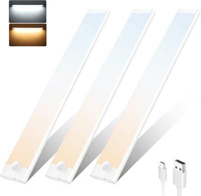 3x Oplaadbare LED Bewegingsmelder Verlichting - Draadloos Kastverlichting met Sensor & 2 Kleuren