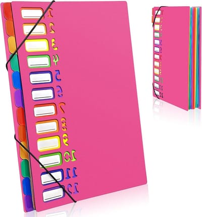 A4 Folders Binder Systeem met 12 en 24 Compartimenten, Kleurrijke Waterdichte Documentfolder voor School en Kantoororganisatie