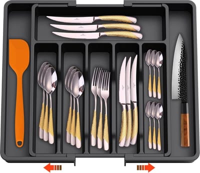 Verstelbare en Uitbreidbare Lade Organisator voor Keukenbestek en Gereedschap