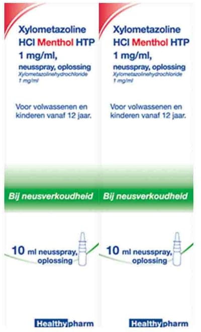 Healthypharm Neusspray Xylometazoline 1 mg/ml Menthol - 2 x 10 ml - Voordeelverpakking