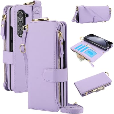Crossbody Portemonnee Telefoonhoesje Voor Samsung Galaxy Z Fold 6 5 4 3 Fold6 Fold5 Fold4 Fold3 5G Kaartsleuf Ringhouder PU Lederen Cover Galaxy Z Fold 4