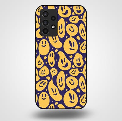 Smartphonica Telefoonhoesje voor Samsung Galaxy A52s 5G met smiley opdruk - TPU backcover case emoji design - Paars Geel geschikt voor Samsung Galaxy A52s 5G