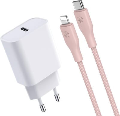 Usb-C Oplader Set geschikt voor iPhone Snellader - 1 Meter - 20w Fast Charge Lader met usb C Kabel - Roze