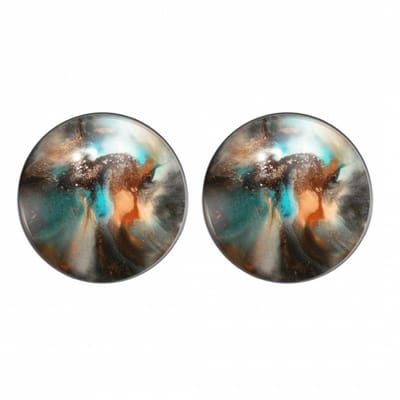 Clip oorbellen zwart blauw oranje 2 cm