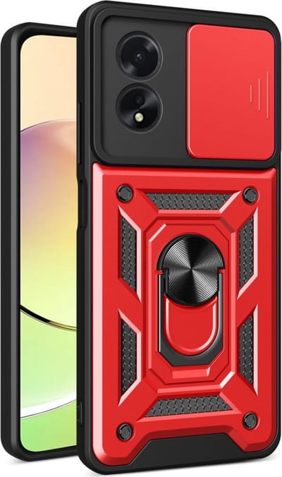Coverup Hoesje - Geschikt voor OPPO A38 Hoesje - Coverup Armor Ring Kickstand Back Cover met Camera Shield - Rood